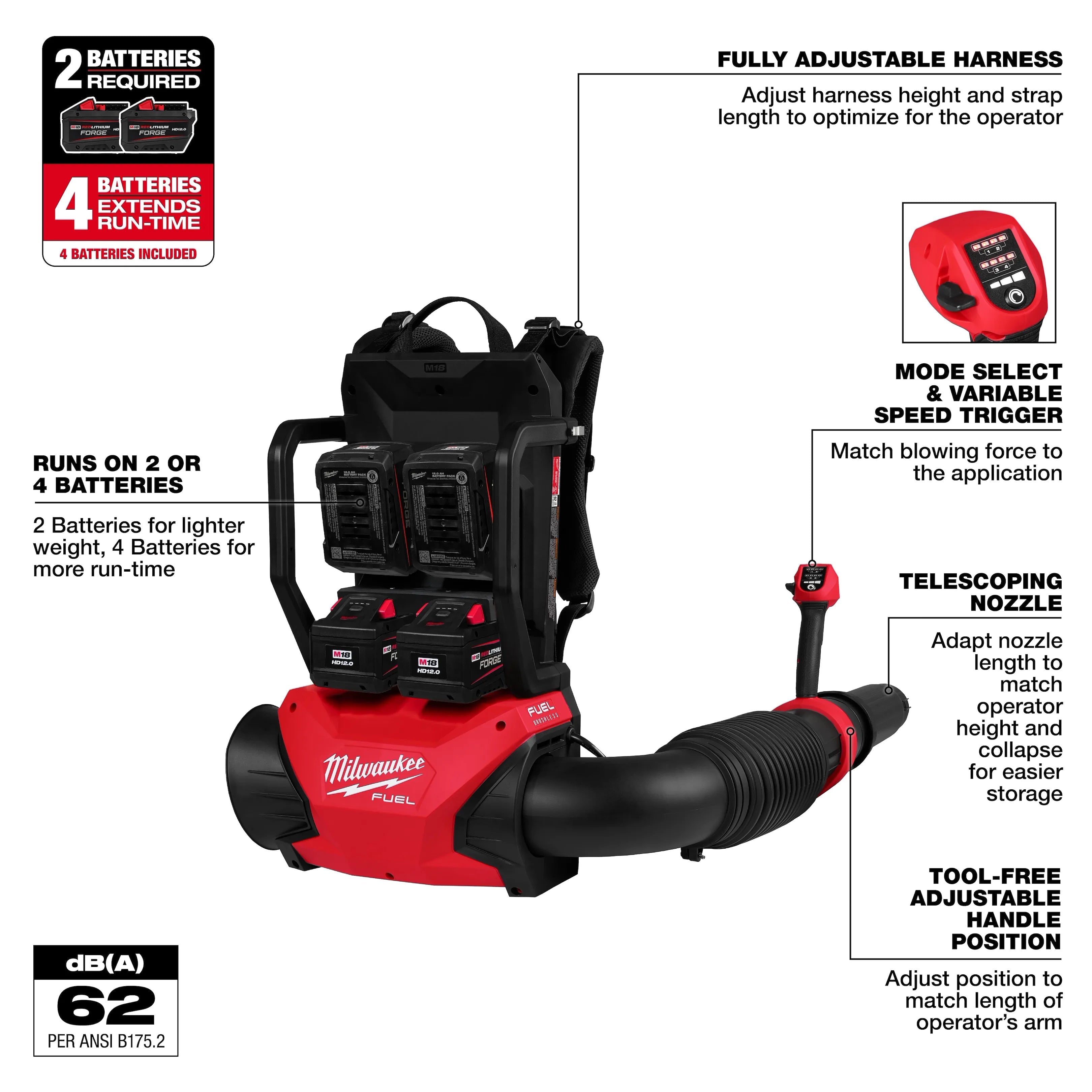 M18 FUEL™ Dual Battery Backpack Blower