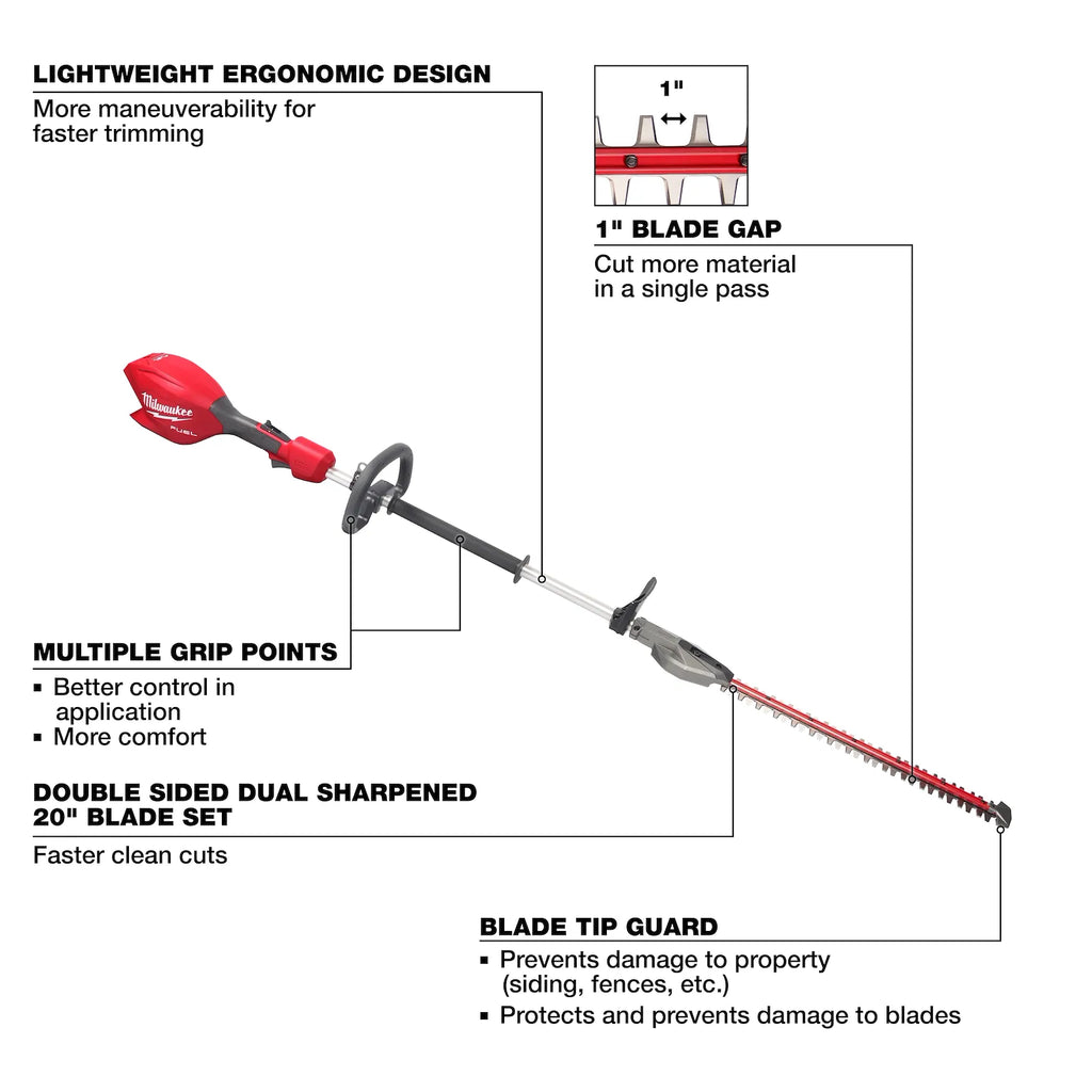 Milwaukee M18 FUEL Short Pole Hedge Trimmer – Configuration Options