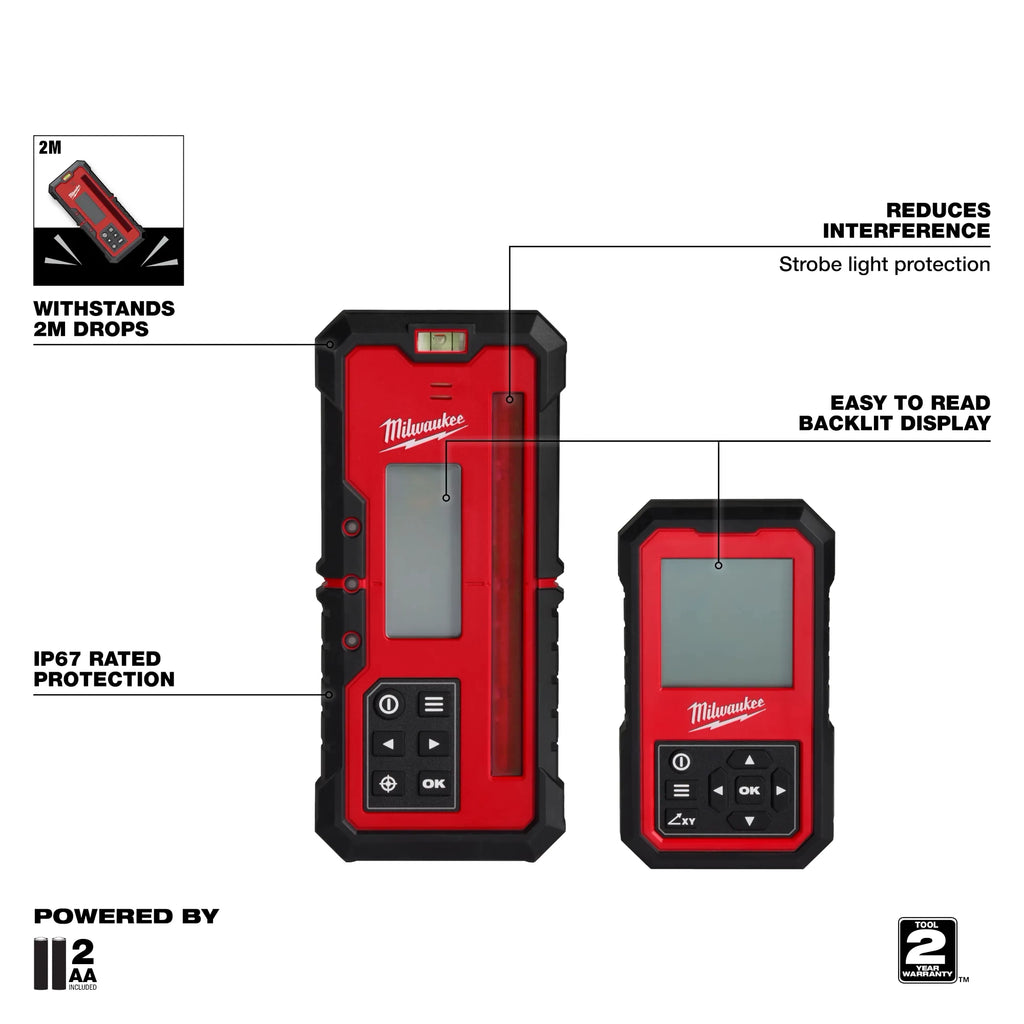 Milwaukee M18 Red Exterior Dual Slope Rotary Laser Level Kit with  Receiver, Remote, Grade Rod & Tripod | 3704-21T