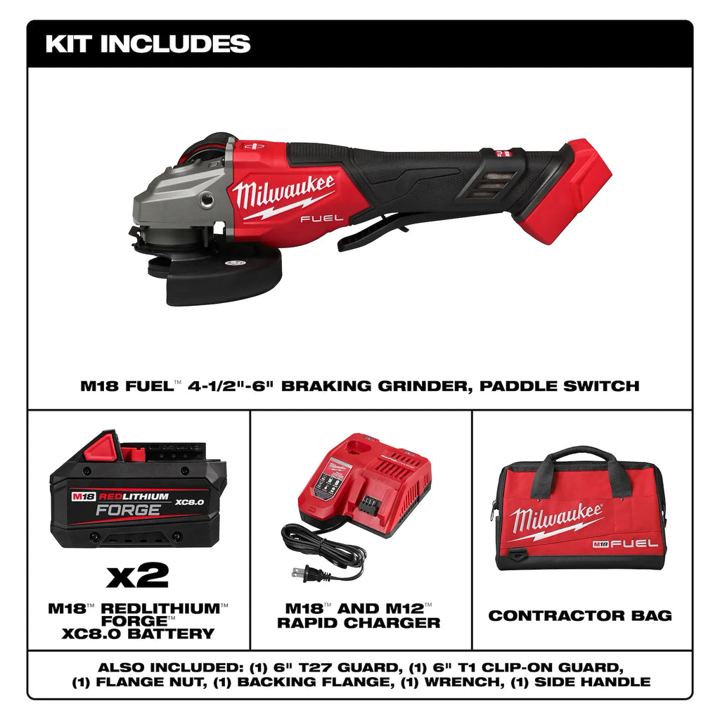 Milwaukee M18 FUEL 4-1/2"-6" Braking Grinder, Paddle Switch – Configuration Options