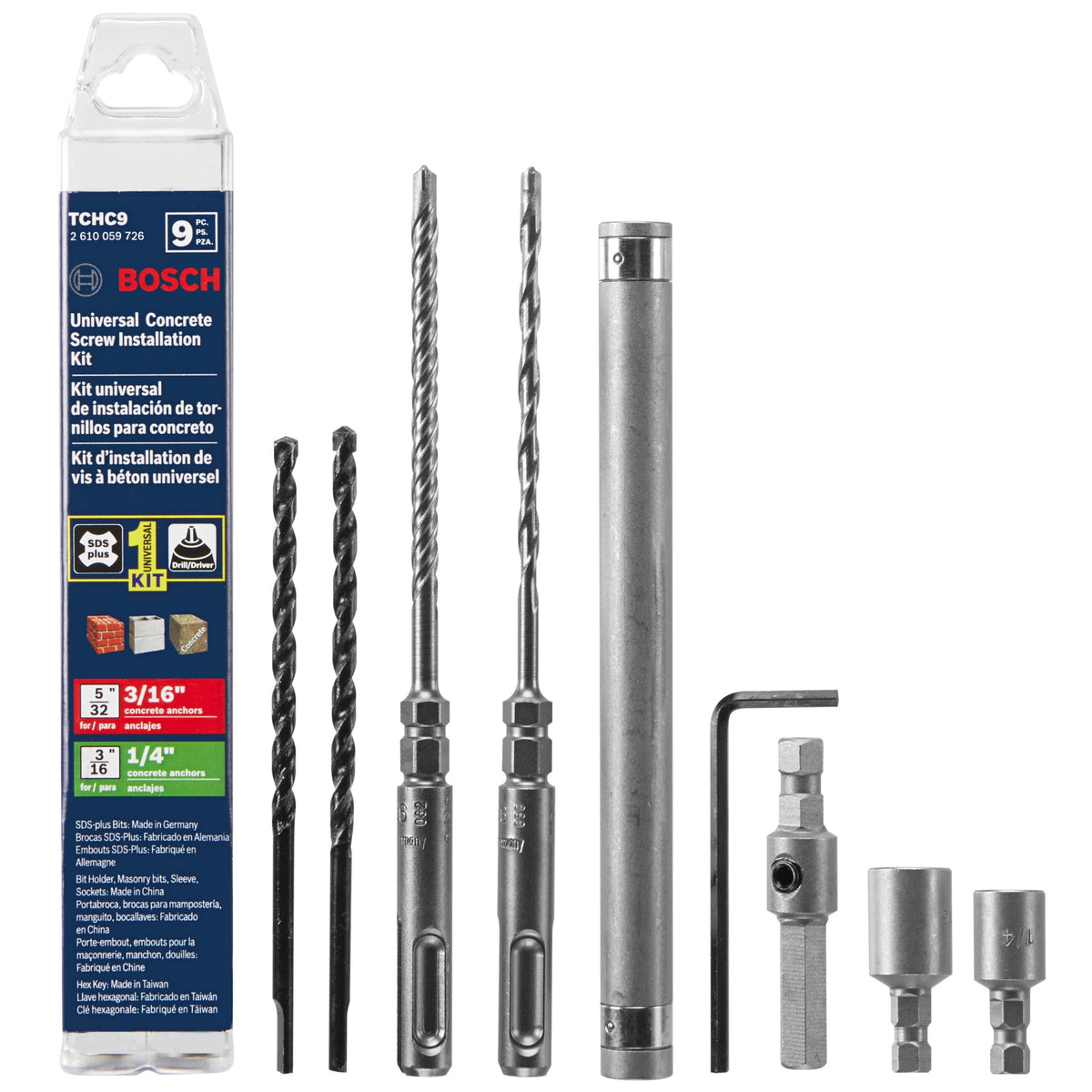 Bosch TCHC9 9 pc. SDS-plus Universal Concrete Screw Installation Kit