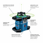 Bosch GRL4000-90CHVGK 18V REVOLVE4000 Connected Green-Beam Self-Leveling Horizontal/Vertical Rotary Laser Kit with (1) CORE18V 4 Ah Advanced Power Battery