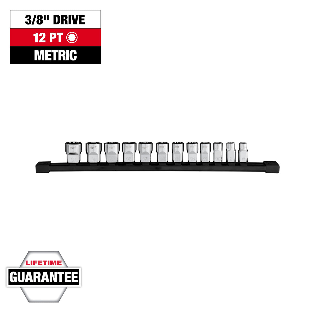 Milwaukee 12-Piece 3/8” Drive 12-Point Metric Socket Set | 48-22-9520