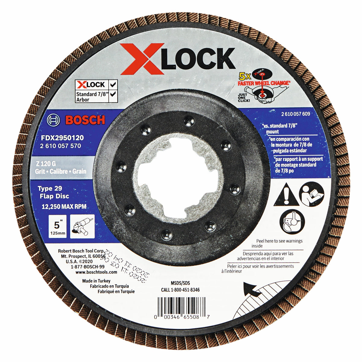 Bosch FDX2950120 5 In. X-LOCK Arbor Type 29 120 Grit Flap Disc