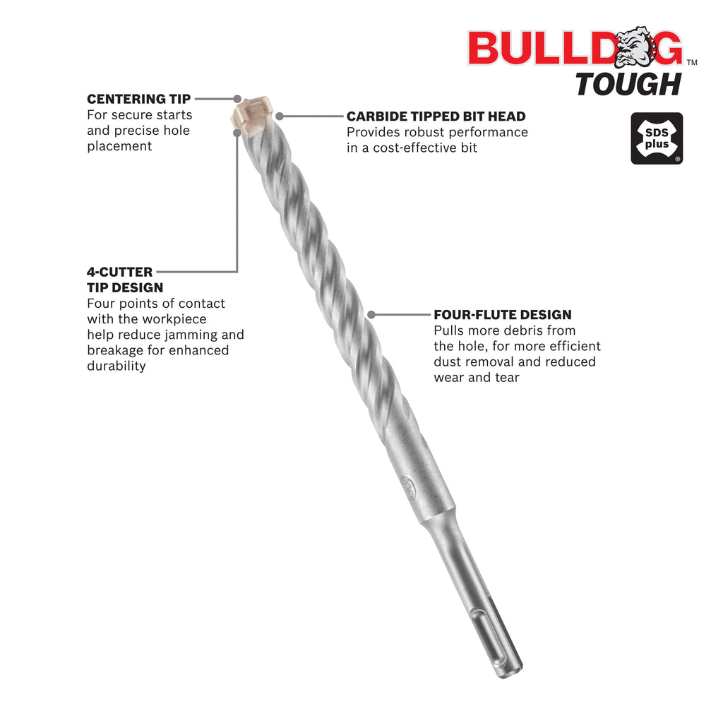 Bosch HC4C2293 1-1/4 In. x 8 In. x 10 In. SDS-plus Bulldog Tough Carbide Rotary Hammer Drill Bit