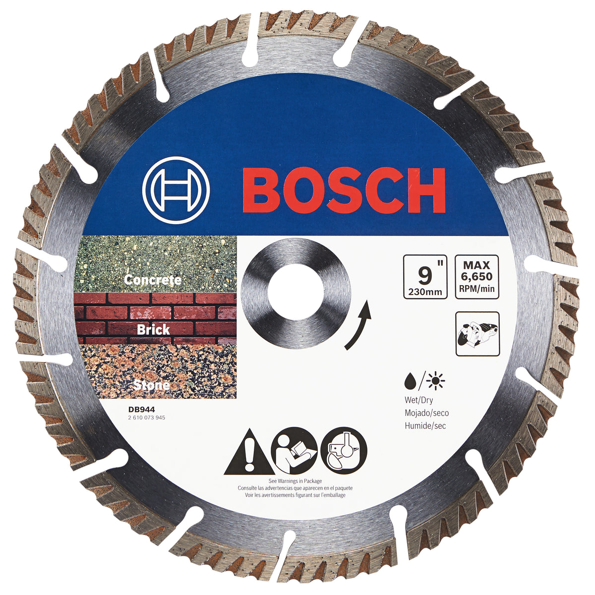 Bosch DB944 9 In. Premium Turbo Segmented Rim Diamond Wheel for Precise Cuts