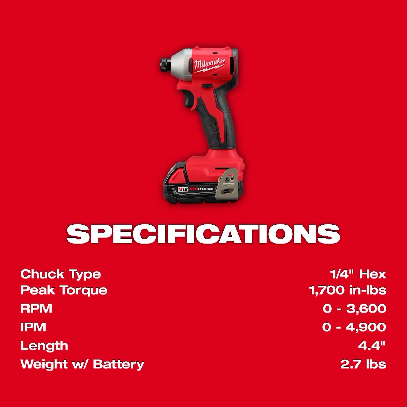 M18™ Compact Brushless 1/4" Hex Impact Driver