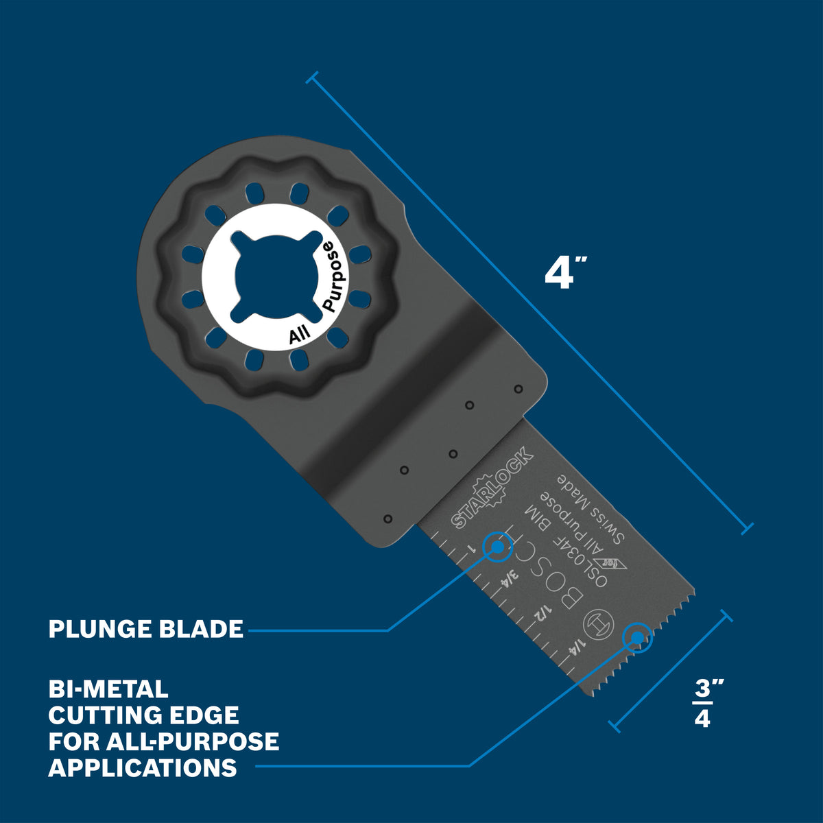 Bosch OSL034F 3/4 In. Starlock Oscillating Multi Tool Bi-Metal Plunge Cut Blade