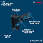 Bosch GPO12V-77N 12V Compact Cordless Brushless 3 In. Rotary Polisher (Tool Only)