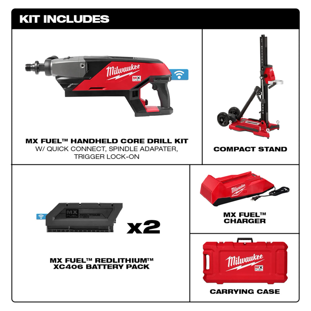 Milwaukee MX FUEL Handheld Core Drill Kit with  Stand | MXF301-2CXS