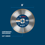 Bosch DBC0801 8 In. Continuous Rim Diamond Wheel for Precise Cuts