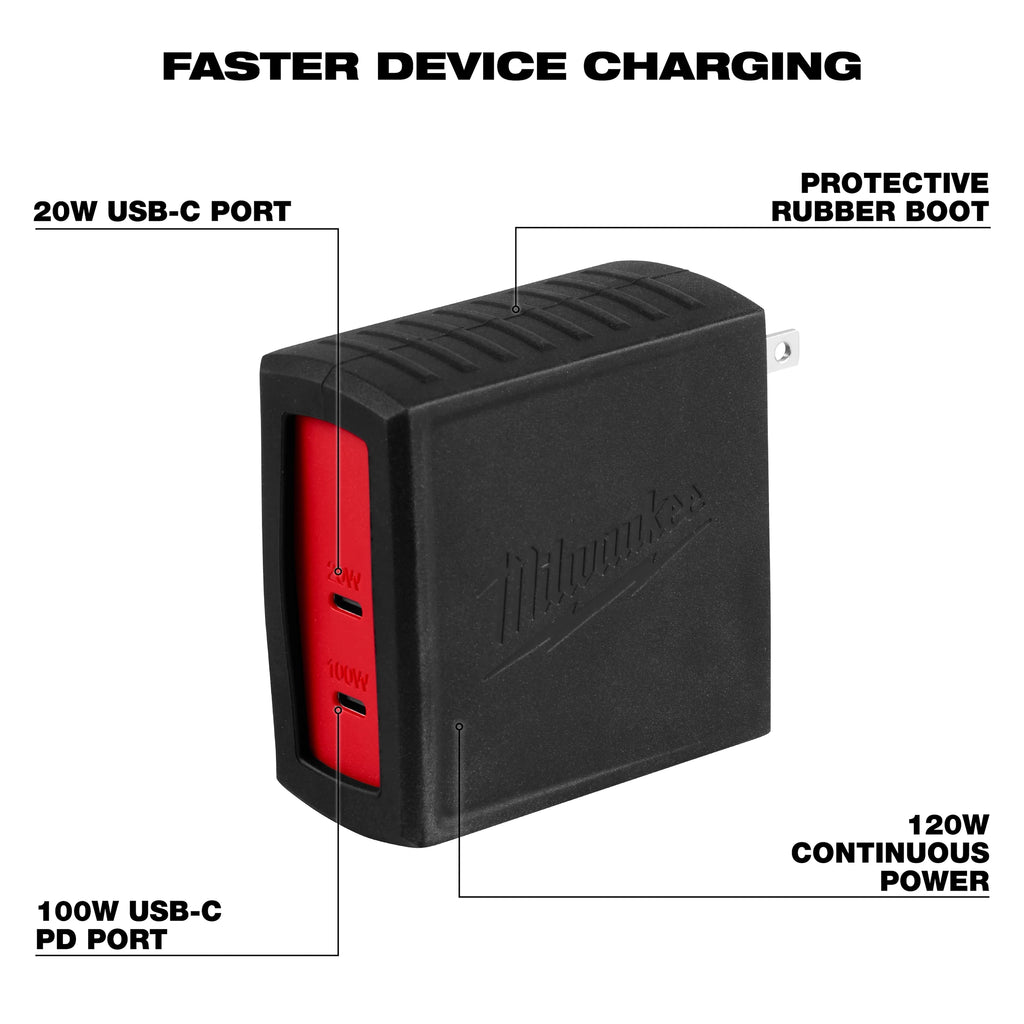 120W USB-C 2-Port Wall Adapter