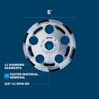 Bosch DCDR0502 5 In. Double Row Segmented Diamond Cup Wheel