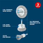 Bosch WB025V3 3-Piece Wire Brush Set for Drill/Drivers