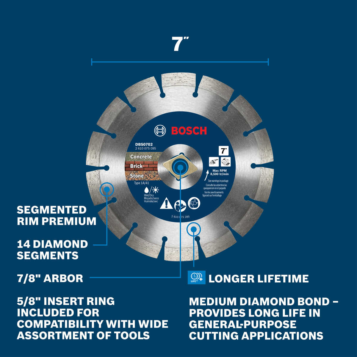 Bosch DBS0702 7 In. Premium Segmented Rim Diamond Blade