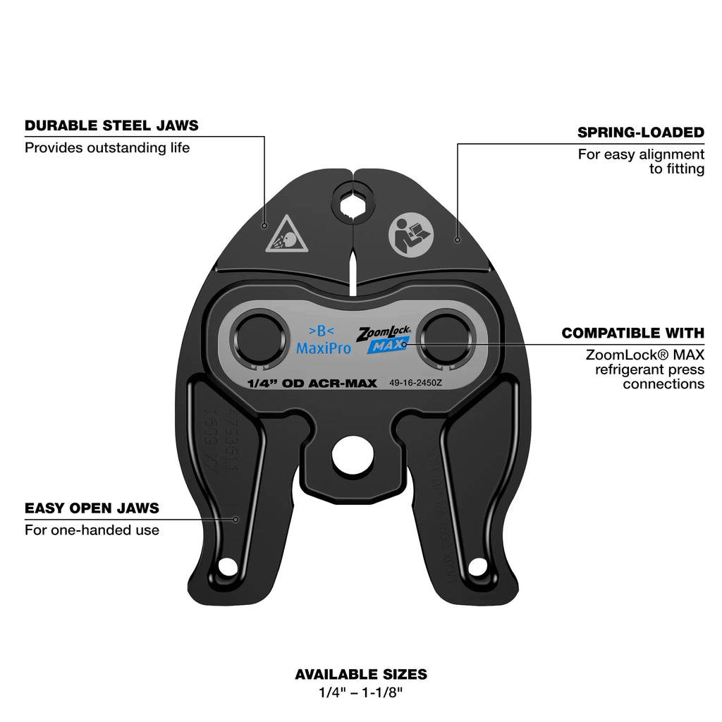 ¼”- 1-1/8” ZoomLock® MAX Press Jaw Kit for M12™ FORCE LOGIC™ Press Tools