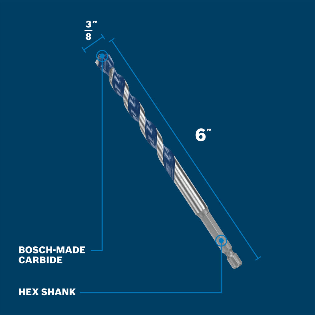 Bosch BXH10 3/8 In. x 6 In. Blue Xtreme Carbide Hammer Drill Bit
