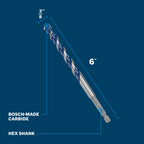 Bosch BXH10 3/8 In. x 6 In. Blue Xtreme Carbide Hammer Drill Bit