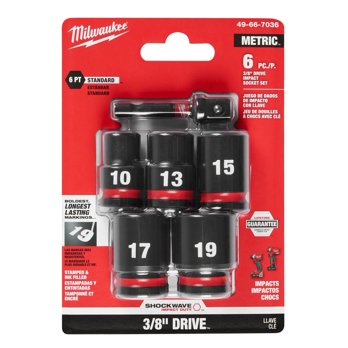 6PC SHOCKWAVE™ Impact Duty 3/8" Drive Metric Standard Socket Set - 49-66-7036 - image 2