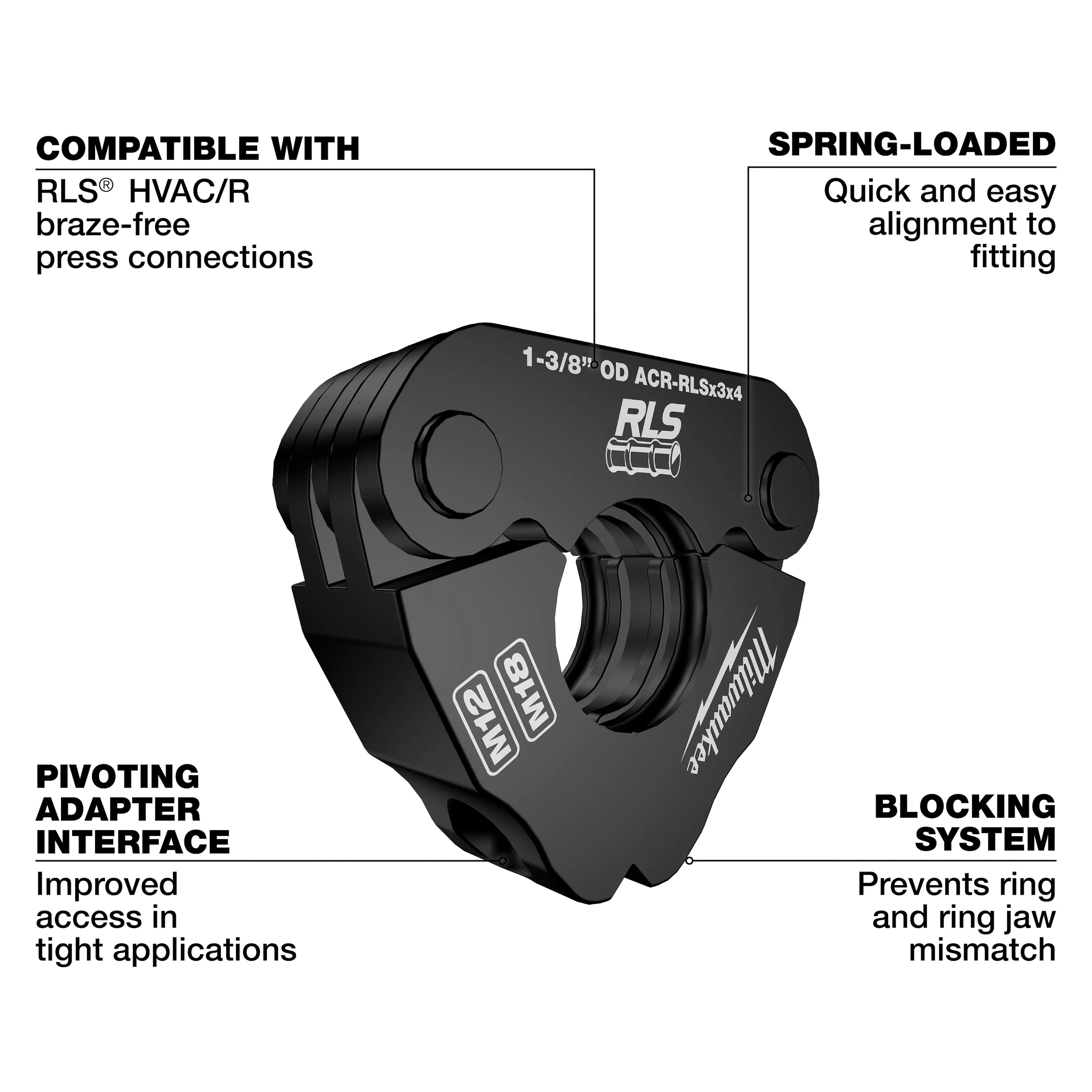 1/4" - 7/8" RLS® Pivoting Press Ring Kit for M12™ FORCE LOGIC™ Press Tool
