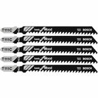 Bosch T111C 5 pc. 4 In. 8 TPI Basic for Wood T-Shank Jig Saw Blades