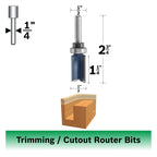 Bosch 85672M 1/2 In. x 1-1/4 In. Carbide Tipped 2-Flute Top Bearing Straight Trim Bit