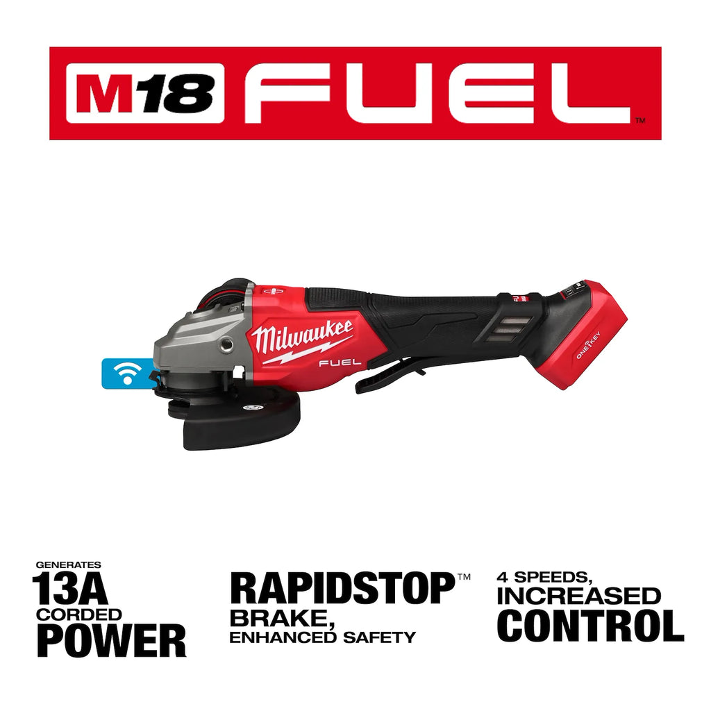Milwaukee M18 FUEL 4-1/2"-6" Variable Speed Braking Grinder, Paddle Switch with ONE-KEY – Configuration Options