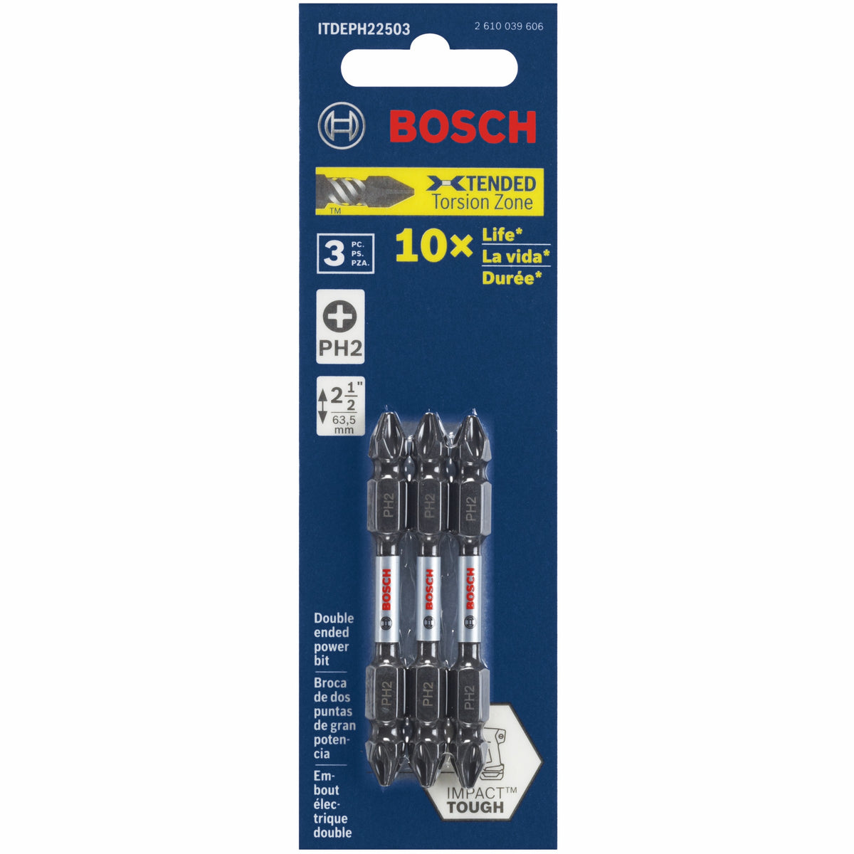 Bosch ITDEPH22503 3 pc. Impact Tough 2.5 In. Phillips #2 Double-Ended Bits