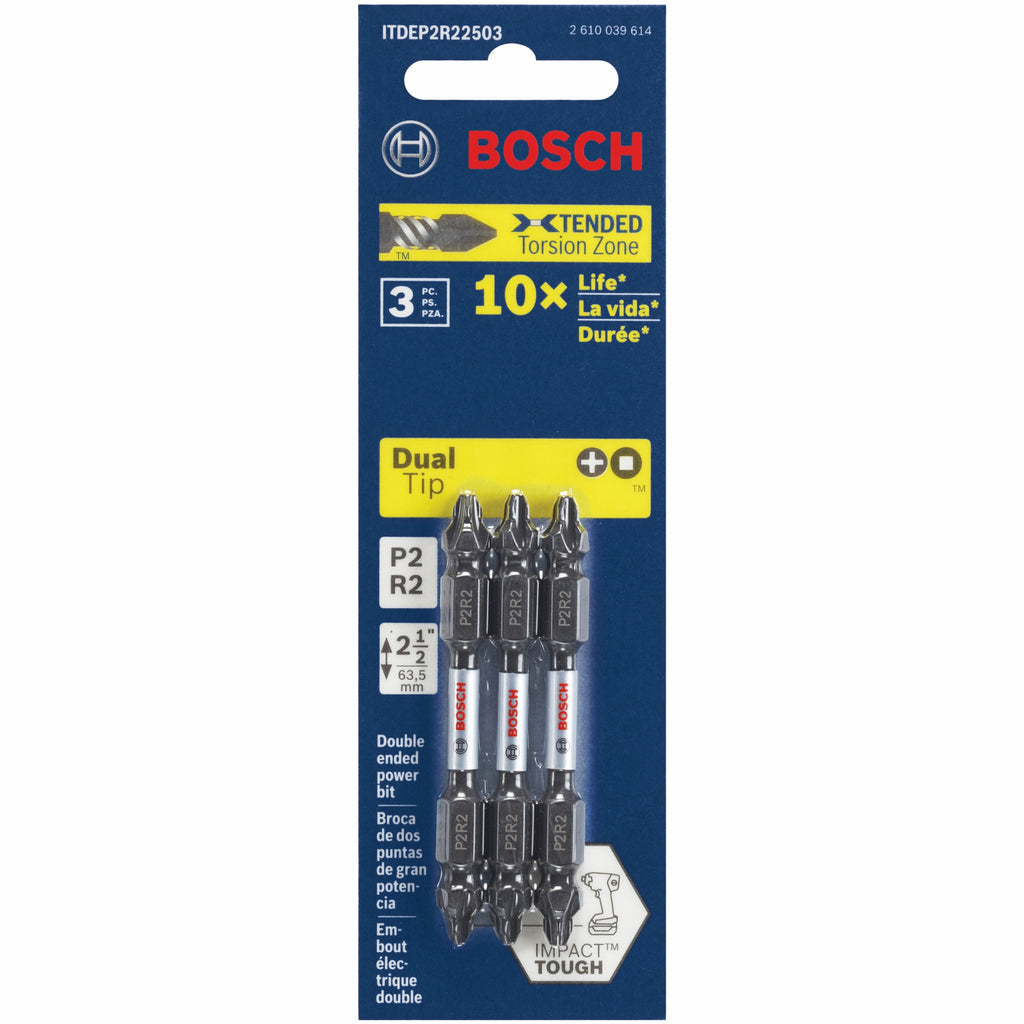 Bosch ITDEP2R22503 3 pc. Impact Tough 2.5 In. Phillips/Square Double-Ended Bits