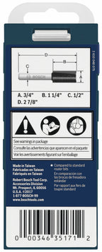 Bosch 85265MC 3/4 In. x 1-1/4 In. Carbide-Tipped Double-Flute Straight Router Bit