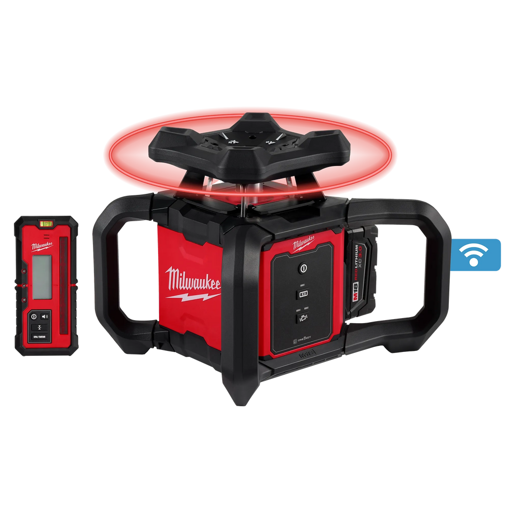Milwaukee M18 Red Exterior Rotary Laser Level Kit with  Receiver | 3701-21