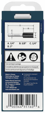 Bosch 85221MC 1/4 In. x 5/8 In. Carbide-Tipped Double-Flute Straight Router Bit