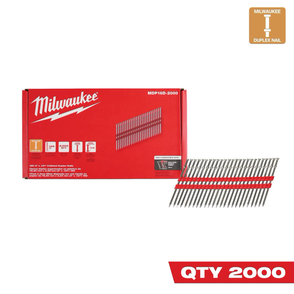 Milwaukee® 16D 3” x .131” Collated Duplex Nails