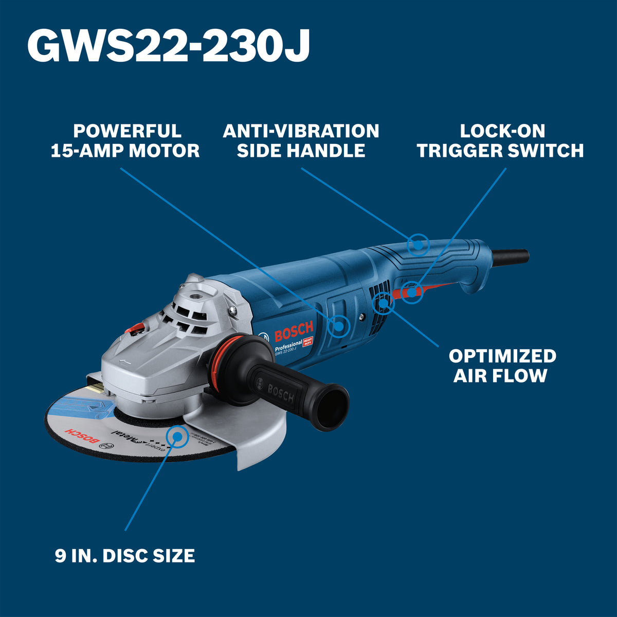 Bosch GWS22-230J 9 In. Large Angle Grinder