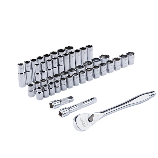 47pc 1/2" Drive Metric & SAE Ratchet and Socket Set with FOUR FLAT™ Sides