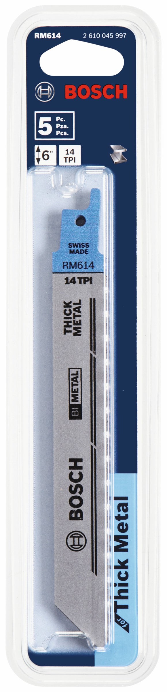 Bosch RM614 5 pc. 6 In. 14 TPI Metal Reciprocating Saw Blades