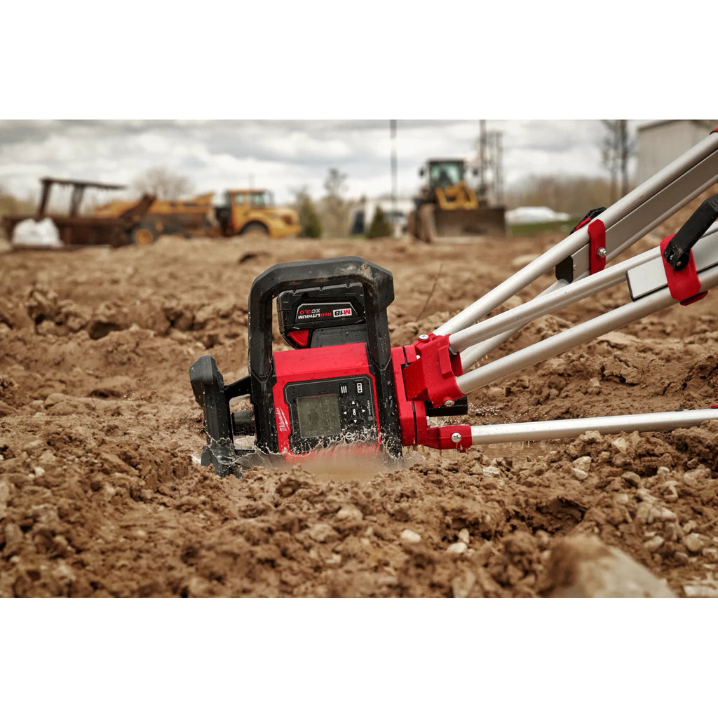 Milwaukee M18 Red Exterior Dual Slope Rotary Laser Level Kit with  Receiver, Remote, Grade Rod & Tripod | 3704-21T