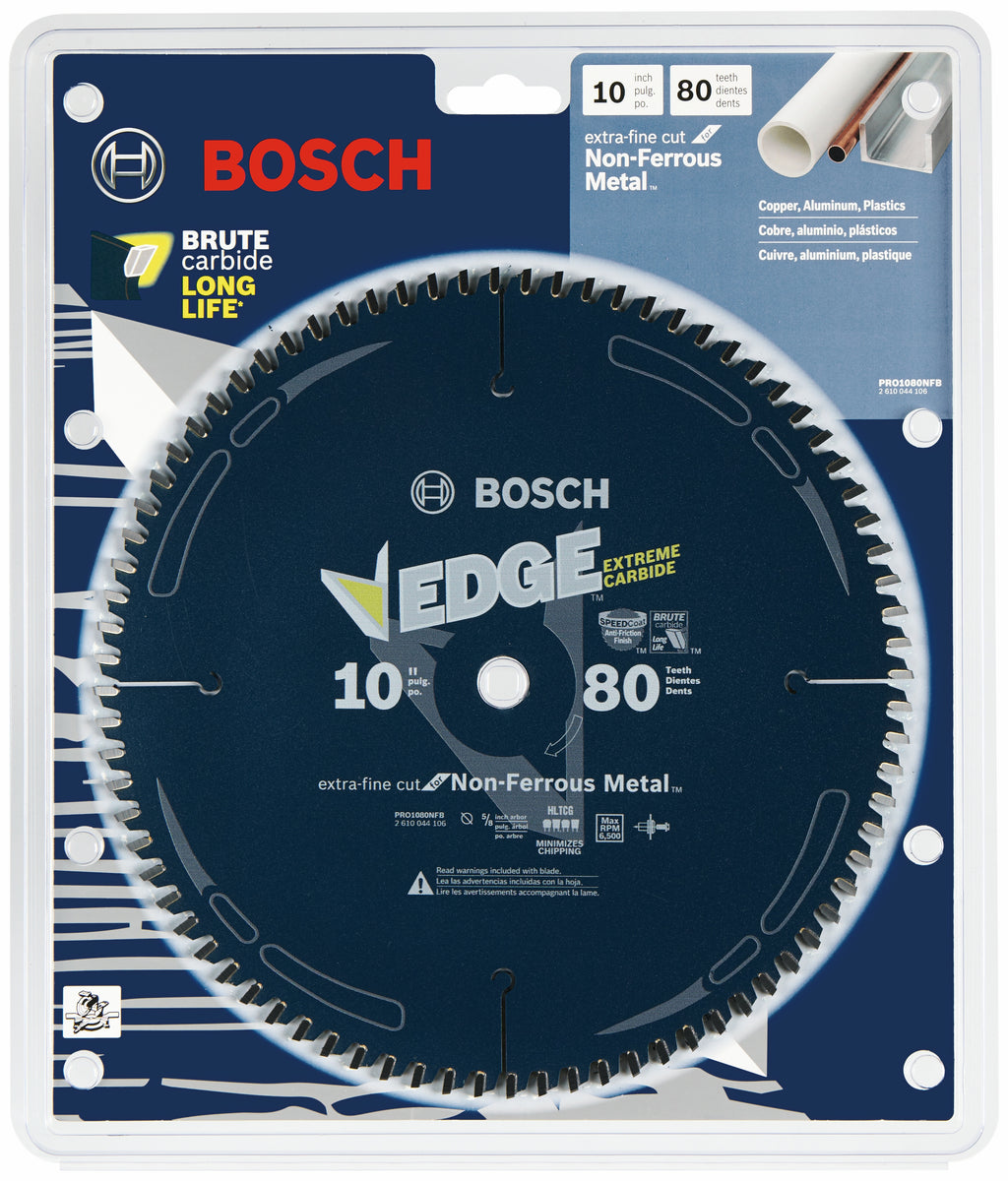 Bosch PRO1080NFB 10 In. 80 Tooth Edge Non-Ferrous Metal-Cutting Circular Saw Blade