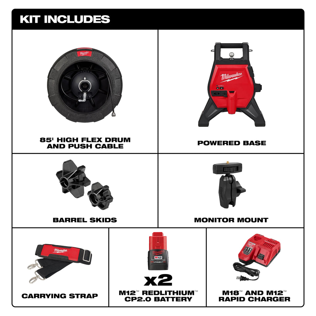 Milwaukee M12 85’ High Flex Compact Inspection Camera Kit | 3318-22B