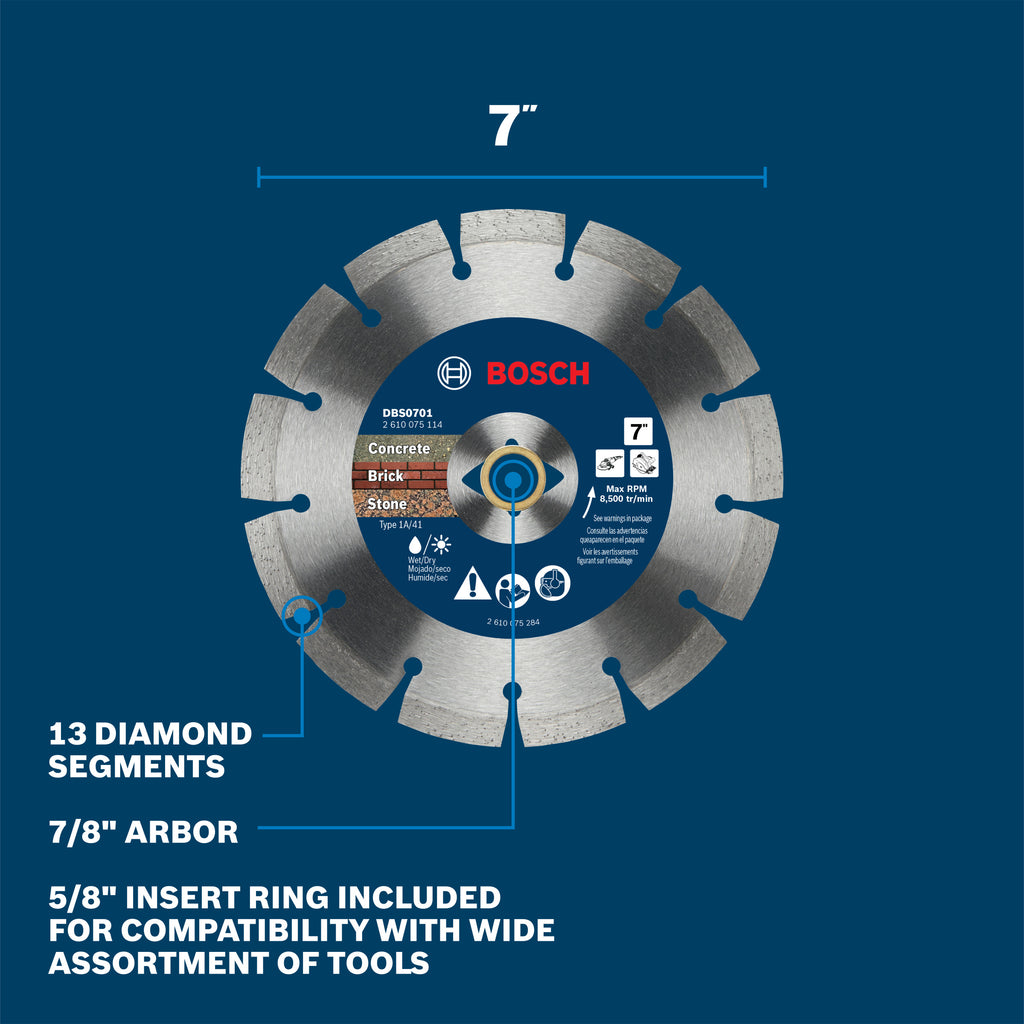 Bosch DBS0701 7 In. Segmented Rim Bladel for Rough Cuts