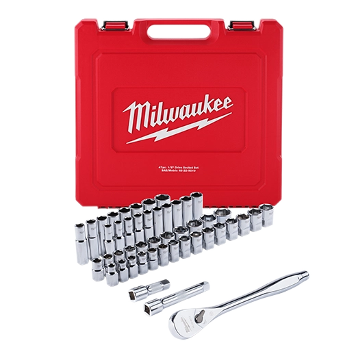 47pc 1/2" Drive Metric & SAE Ratchet and Socket Set with FOUR FLAT™ Sides