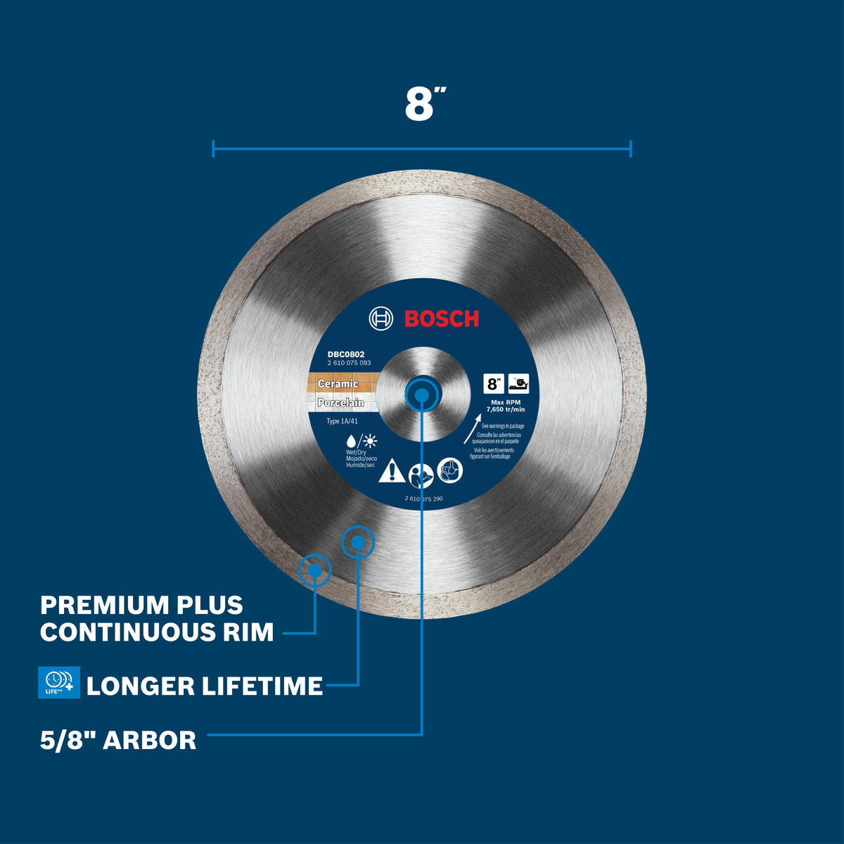 Bosch DBC0802 8 In. Premium Continuous Rim Blade for Precise Cuts