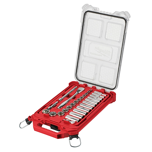 3/8” Drive 28pc Ratchet & Socket Set with PACKOUT™ Low-Profile Compact Organizer - SAE