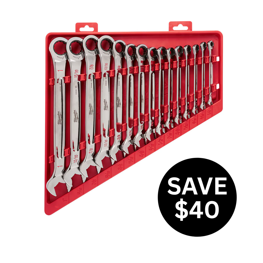15pc Ratcheting Combination Wrench Set - SAE