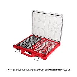 Milwaukee 47-Piece 1/2" Drive SAE & Metric Ratchet & Socket Set PACKOUT Trays | 48-22-9487T