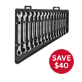 15pc Ratcheting Combination Wrench Set - Metric