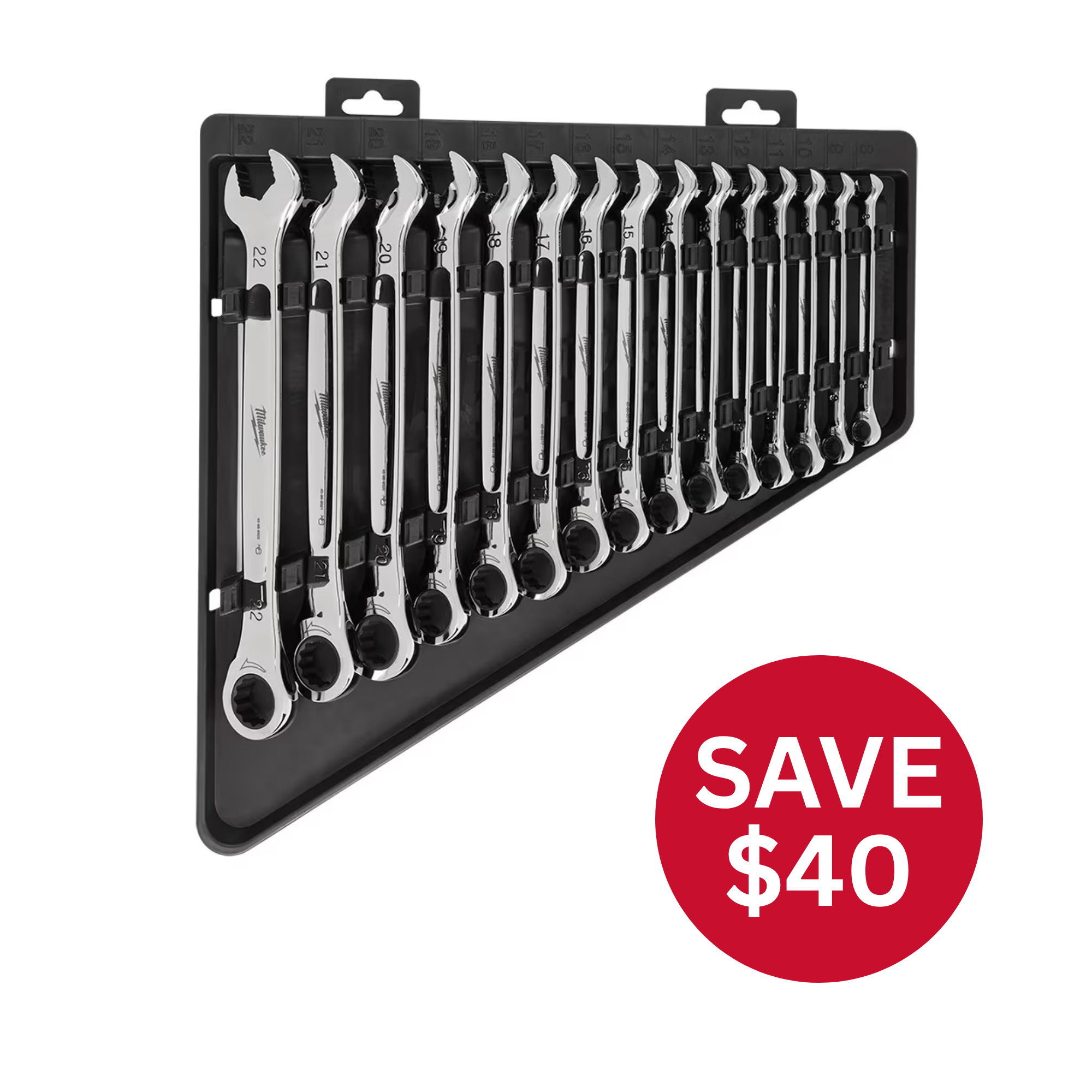 15pc Ratcheting Combination Wrench Set - Metric