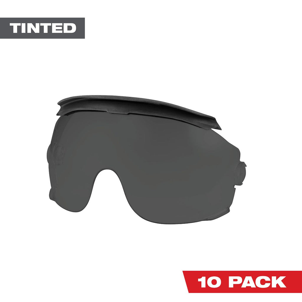 10pk Gasketed Tinted Eye Visor Replacement Lenses (Milwaukee® BOLT™ Safety Helmet & BOLT™ Hard Hat Mount)