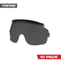 10pk Gasketed Tinted Eye Visor Replacement Lenses (Milwaukee® BOLT™ Safety Helmet & BOLT™ Hard Hat Mount)
