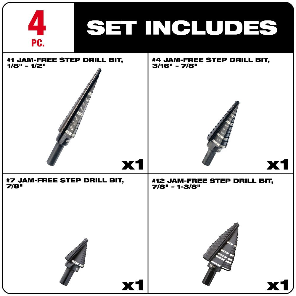 Step Drill Bit Set - 4PC